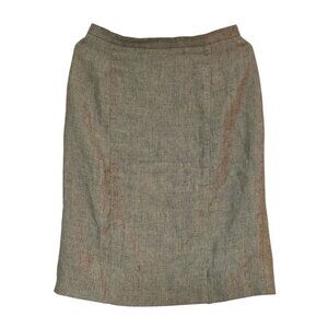 MaxMara Brown Knee Length Pencil Skirt Tweed Flax Linen 8